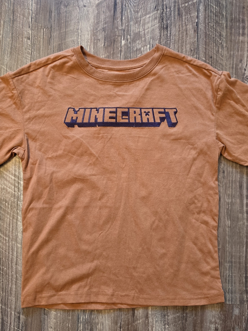 Official Minecraft Boys Orange Creeper Survival Mode Graphic Tee Size 8 NWOT
